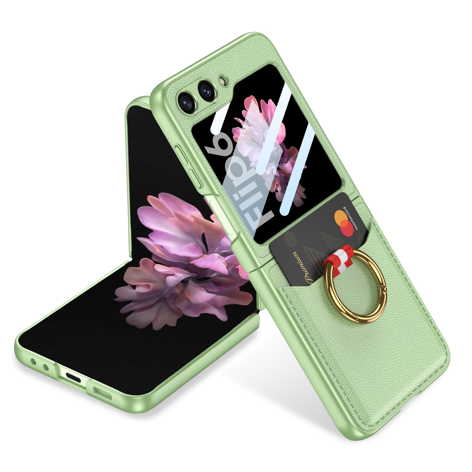 For Samsung Galaxy Z Flip6 GKK Integrated Ultra-thin Leather Card Slots Phone Case with Ring Holder(Green) For Samsung Galaxy Z Flip6 GKK Integrated Ultra-thin Leather Card Slots Phone Case with Ring Holder(Green)