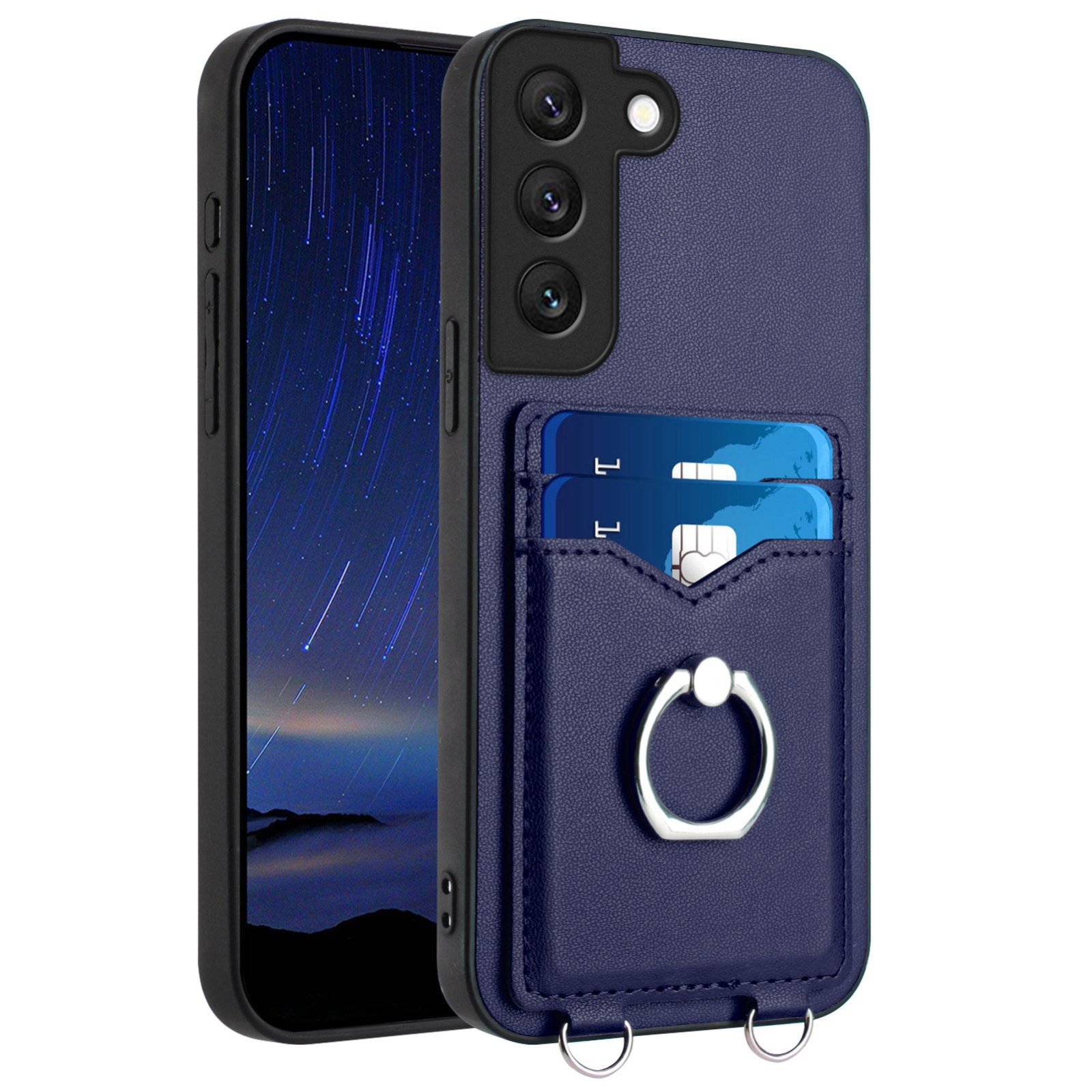For Samsung Galaxy S22+ 5G R20 Ring Card Holder Phone Case(Blue) For Samsung Galaxy S22+ 5G R20 Ring Card Holder Phone Case(Blue)