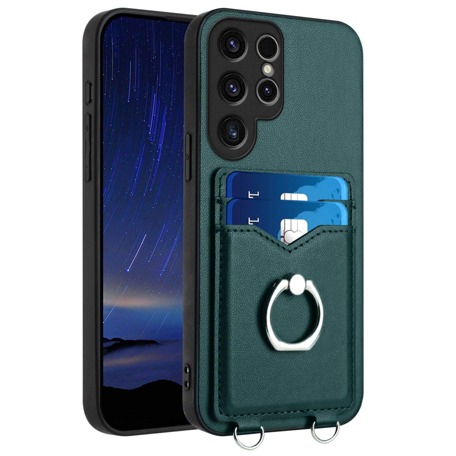 For Samsung Galaxy S23 Ultra 5G R20 Ring Card Holder Phone Case(Green) For Samsung Galaxy S23 Ultra 5G R20 Ring Card Holder Phone Case(Green)