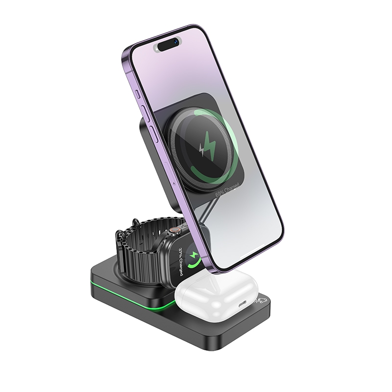 hoco CQ10 Consuelo Folding 3 in 1 Wireless Fast Charger(Black) hoco CQ10 Consuelo Folding 3 in 1 Wireless Fast Charger(Black)