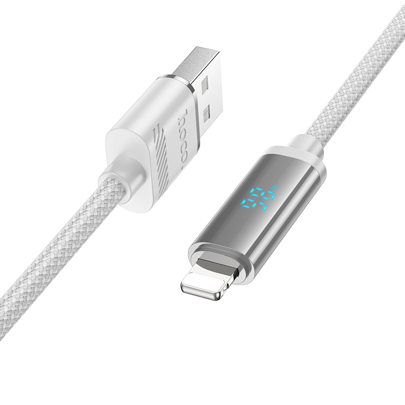 hoco U127 1.2m USB to 8 Pin Charging Data Cable with Visible Power Level(Silver Grey) hoco U127 1.2m USB to 8 Pin Charging Data Cable with Visible Power Level(Silver Grey)