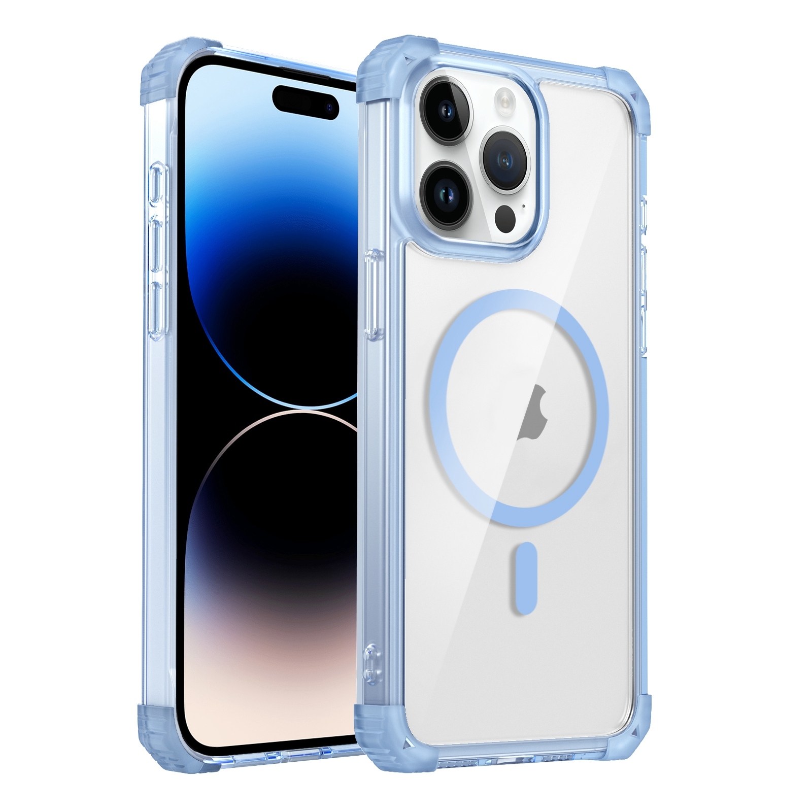 For iPhone 14 Pro Transparent MagSafe Magnetic Phone Case(Blue) For iPhone 14 Pro Transparent MagSafe Magnetic Phone Case(Blue)