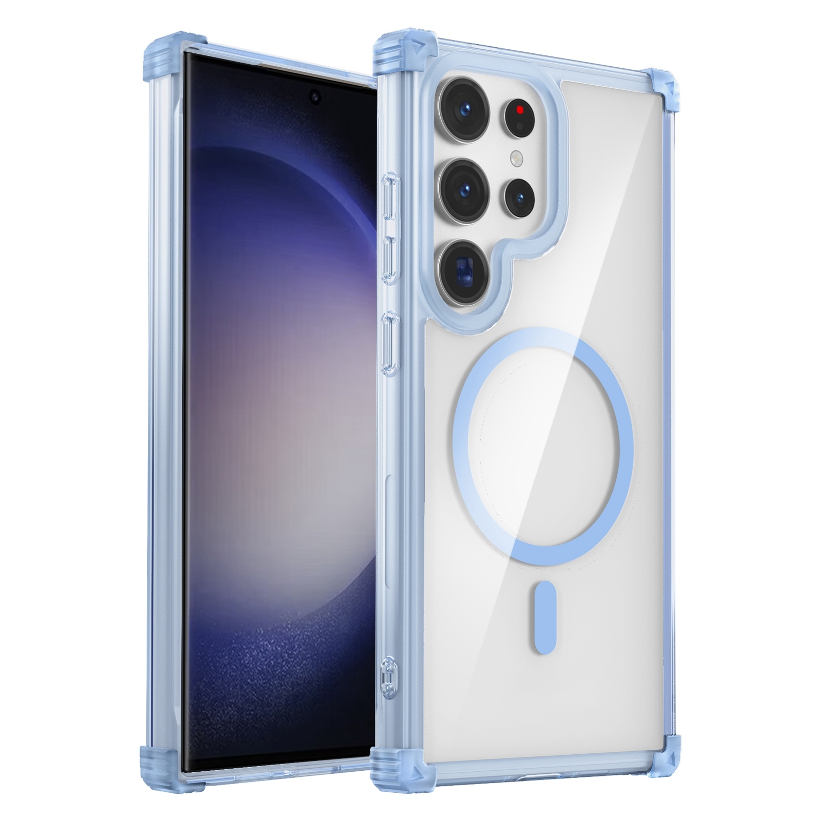 For Samsung Galaxy S23 Ultra 5G Transparent MagSafe Magnetic Phone Case(Blue) For Samsung Galaxy S23 Ultra 5G Transparent MagSafe Magnetic Phone Case(Blue)