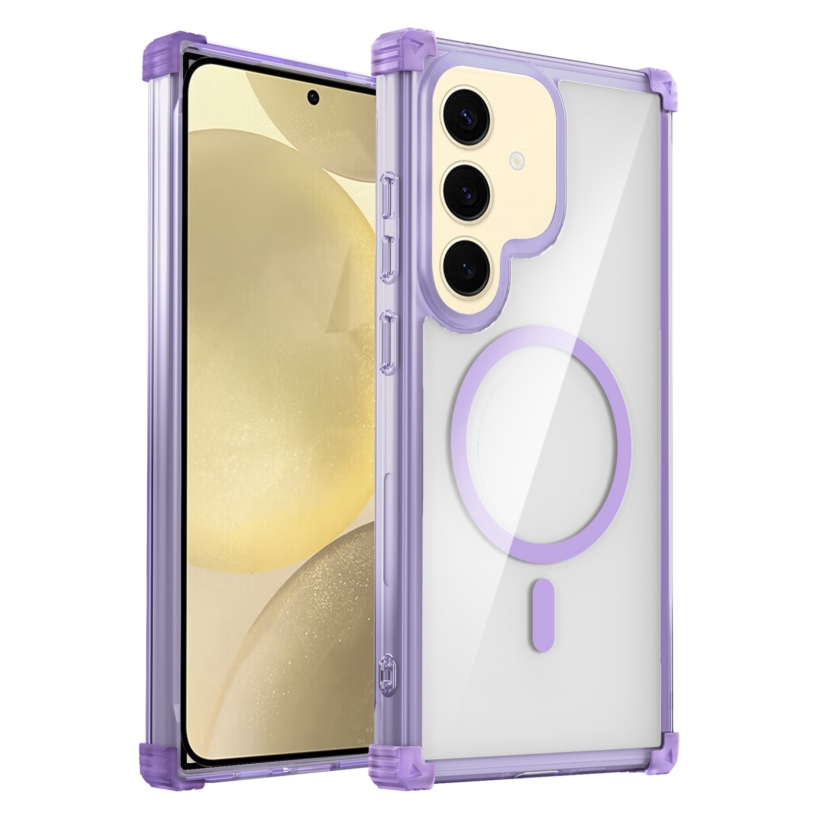 For Samsung Galaxy S24 5G Transparent MagSafe Magnetic Phone Case(Purple) For Samsung Galaxy S24 5G Transparent MagSafe Magnetic Phone Case(Purple)