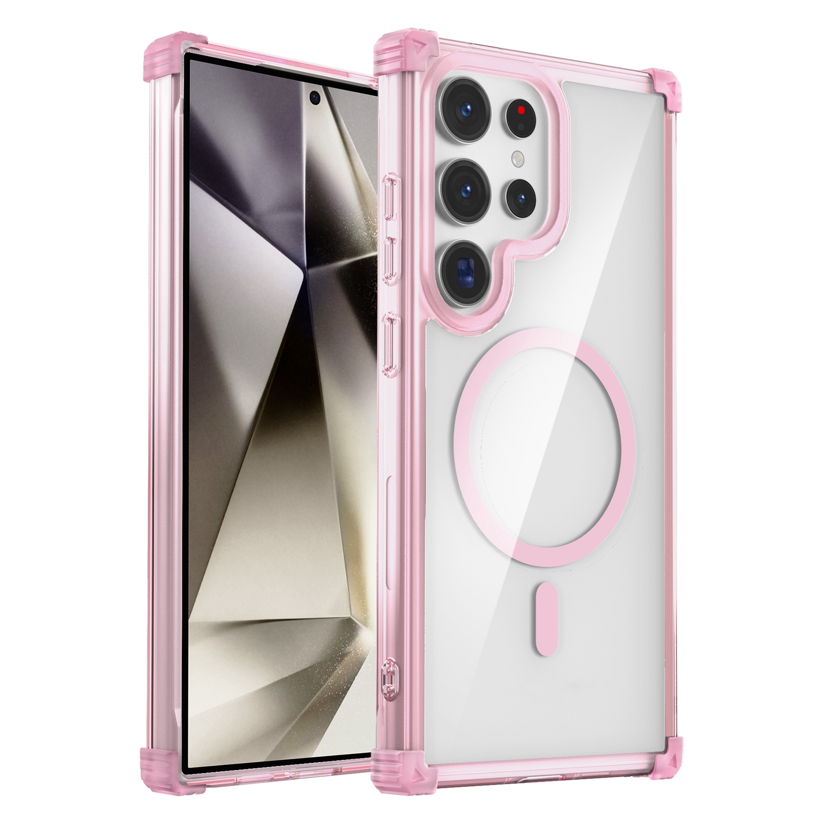 For Samsung Galaxy S24 Ultra 5G Transparent MagSafe Magnetic Phone Case(Pink) For Samsung Galaxy S24 Ultra 5G Transparent MagSafe Magnetic Phone Case(Pink)