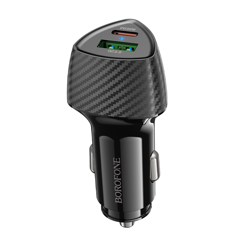 BOROFONE BZ31C Solid PD30W Type-C + QC3.0 USB Car Charger(Black) BOROFONE BZ31C Solid PD30W Type-C + QC3.0 USB Car Charger(Black)