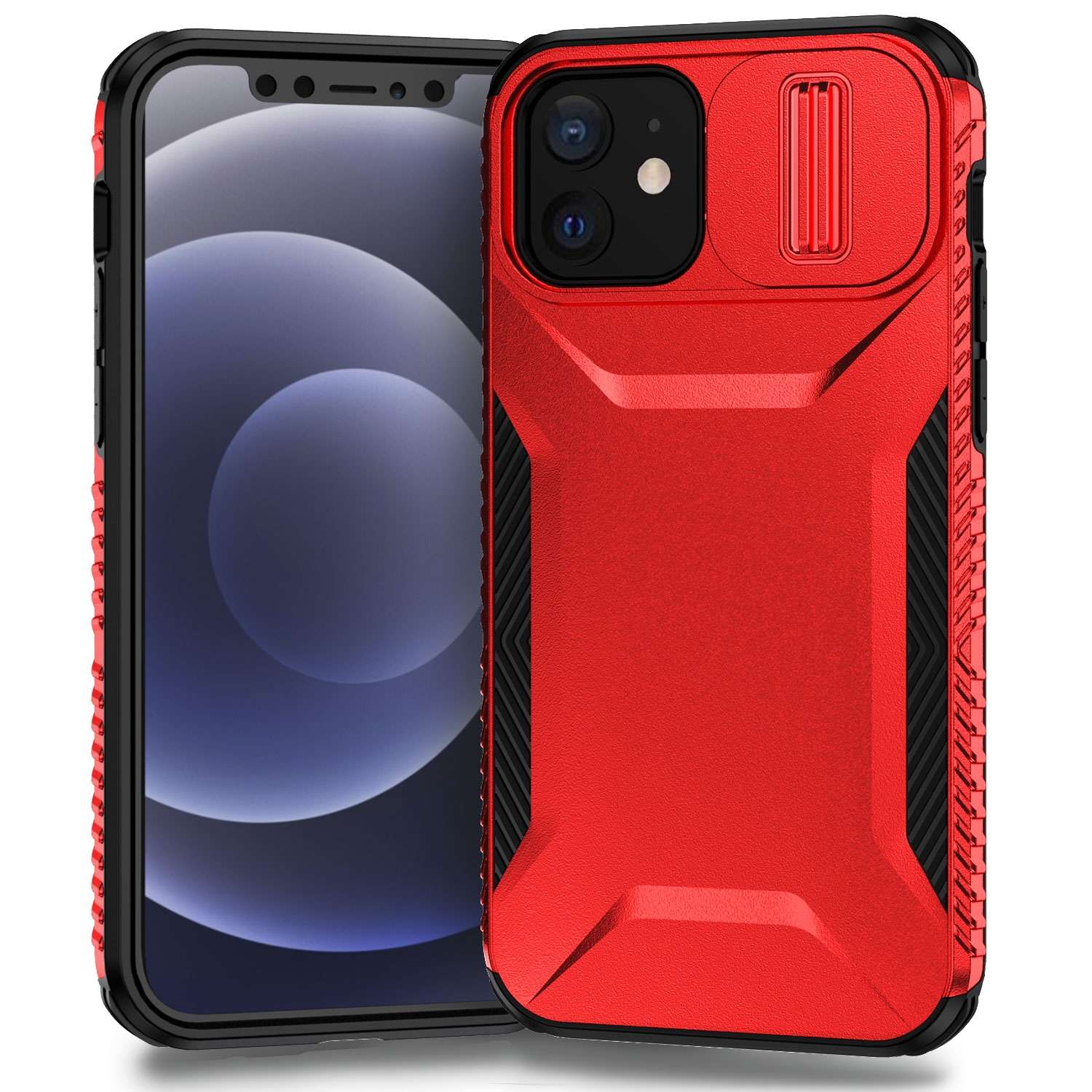 For iPhone 12 Sliding Camshield Phone Case(Red) For iPhone 12 Sliding Camshield Phone Case(Red)