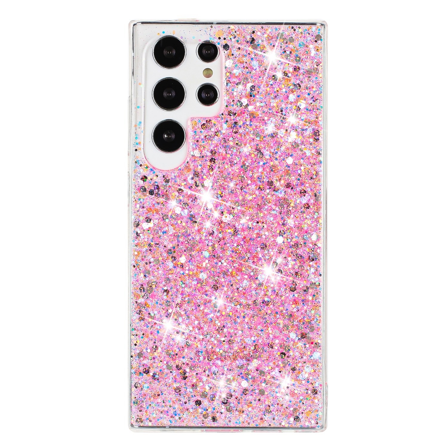 For Samsung Galaxy S23 Ultra 5G Transparent Frame Glitter Powder TPU Phone Case(Pink) For Samsung Galaxy S23 Ultra 5G Transparent Frame Glitter Powder TPU Phone Case(Pink)