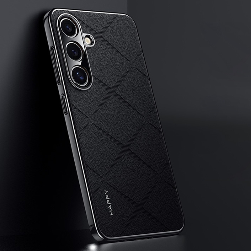 For Samsung Galaxy S24 Ultra 5G Plain Leather PC Phone Case(Black) For Samsung Galaxy S24 Ultra 5G Plain Leather PC Phone Case(Black)