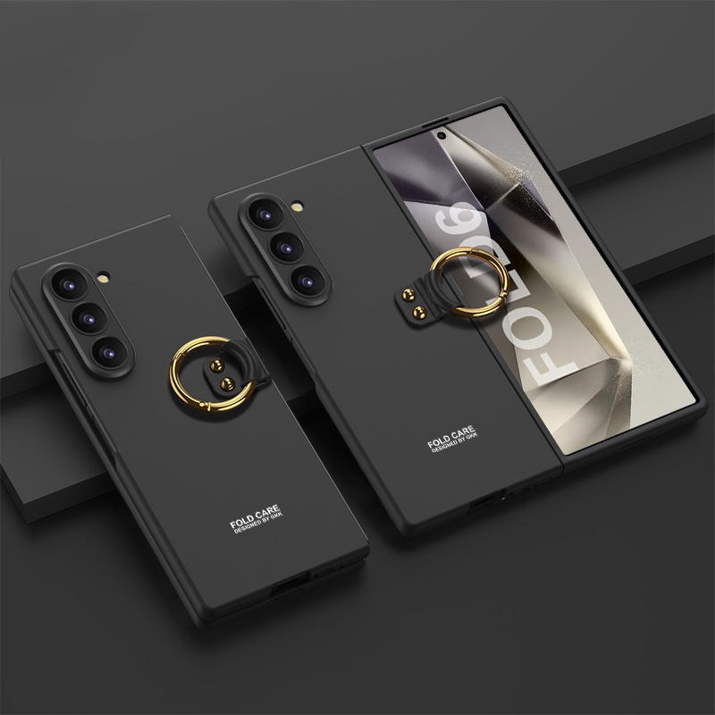 For Samsung Galaxy Z Flip6 GKK Accurate Hole Ultra-thin PC Phone Case with Ring Holder(Black)