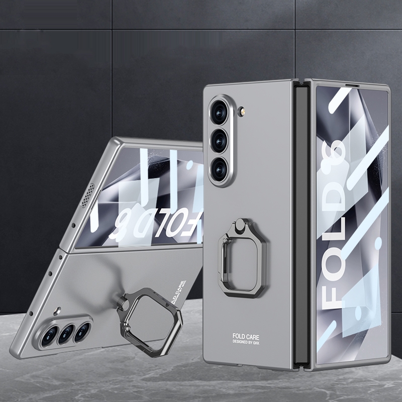 For Samsung Galaxy Z Fold6 GKK Integrated Accurate Hole Ultra-thin Square Ring Holder Phone Case(Grey) For Samsung Galaxy Z Fold6 GKK Integrated Accurate Hole Ultra-thin Square Ring Holder Phone Case(Grey)