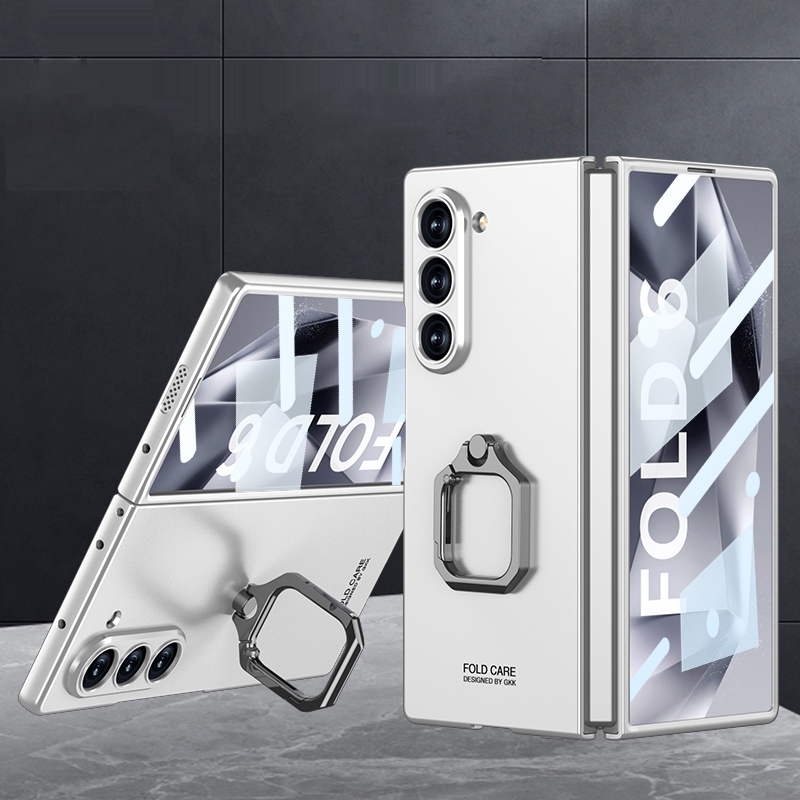For Samsung Galaxy Z Fold6 GKK Integrated Accurate Hole Ultra-thin Square Ring Holder Phone Case(Silver) For Samsung Galaxy Z Fold6 GKK Integrated Accurate Hole Ultra-thin Square Ring Holder Phone Case(Silver)