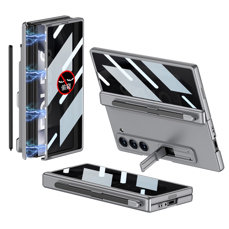 For Samsung Galaxy Z Fold6 GKK Integrated Anti Peep Full Coverage Magnetic Fold Phone Case with Pen Slot, Not Included Pen(Grey) For Samsung Galaxy Z Fold6 GKK Integrated Anti Peep Full Coverage Magnetic Fold Phone Case with Pen Slot, Not Included Pen(Grey)