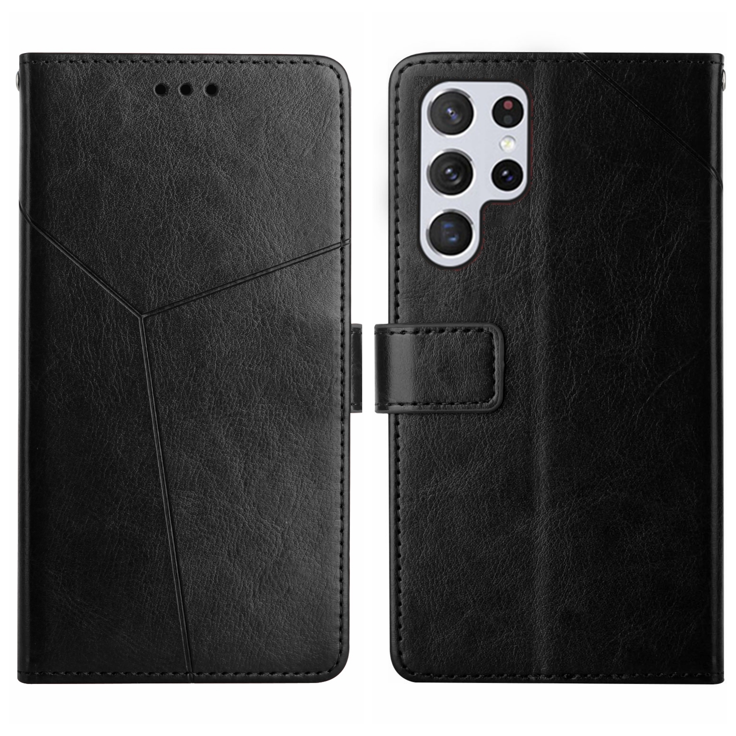 For Samsung Galaxy S25 Ultra 5G Y-shaped Pattern Flip Leather Phone Case(Black) For Samsung Galaxy S25 Ultra 5G Y-shaped Pattern Flip Leather Phone Case(Black)