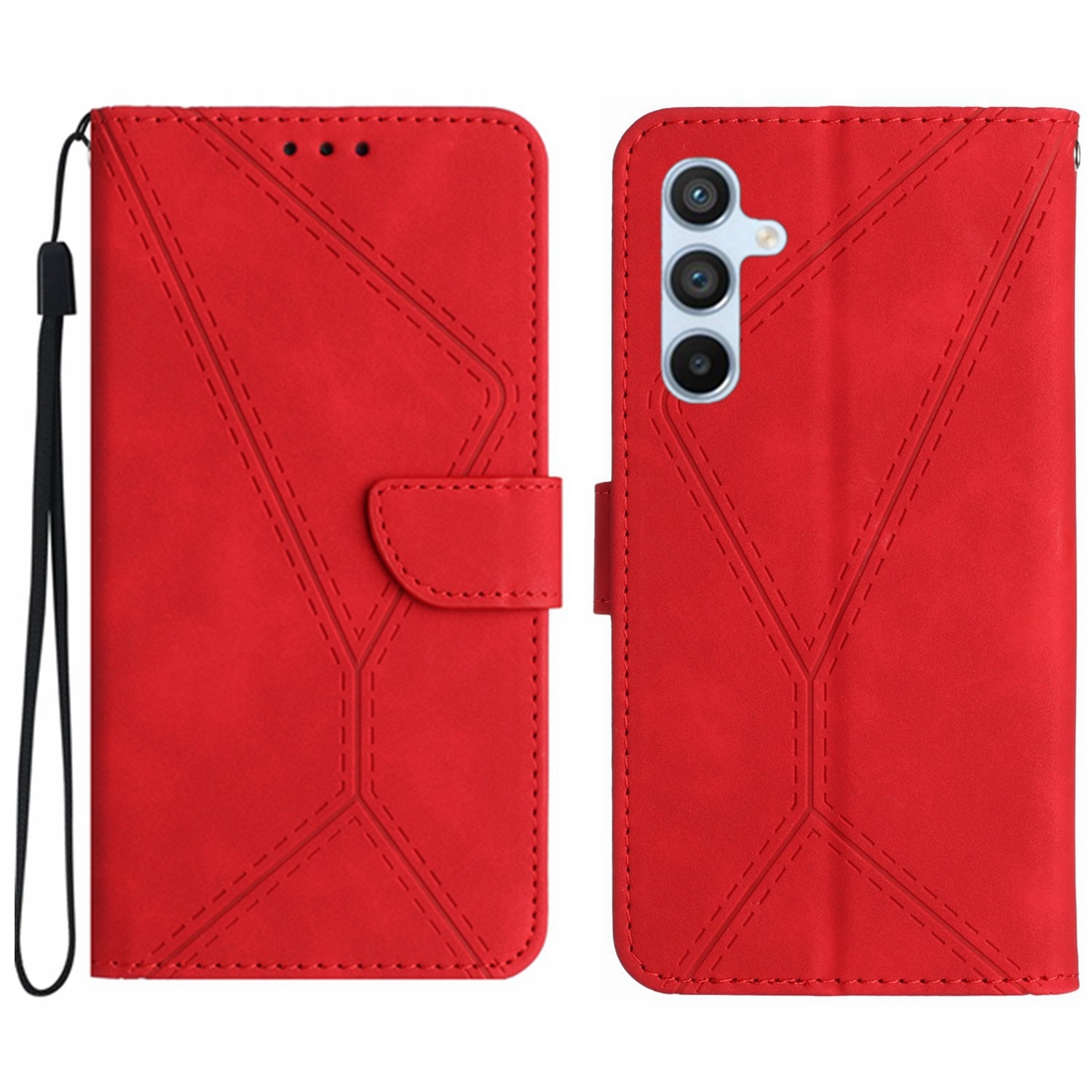 For Samsung Galaxy S24 FE Stitching Embossed Leather Phone Case(Red) For Samsung Galaxy S24 FE Stitching Embossed Leather Phone Case(Red)