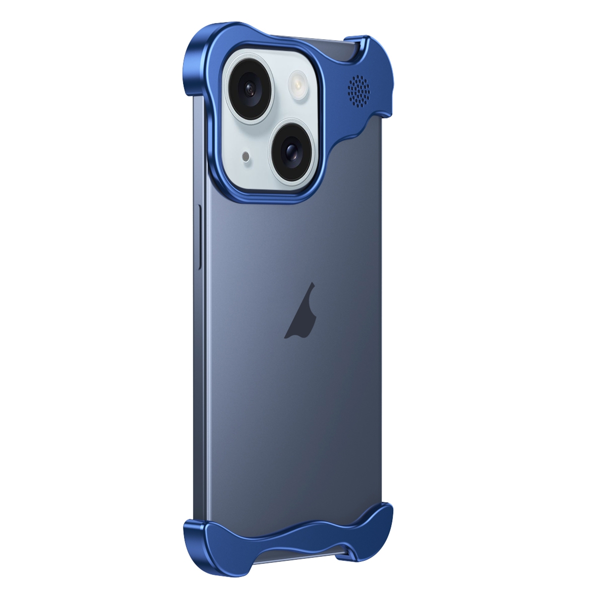 For iPhone 15 Plus Aromatherapy Alloy Frameless Phone Case(Blue) For iPhone 15 Plus Aromatherapy Alloy Frameless Phone Case(Blue)