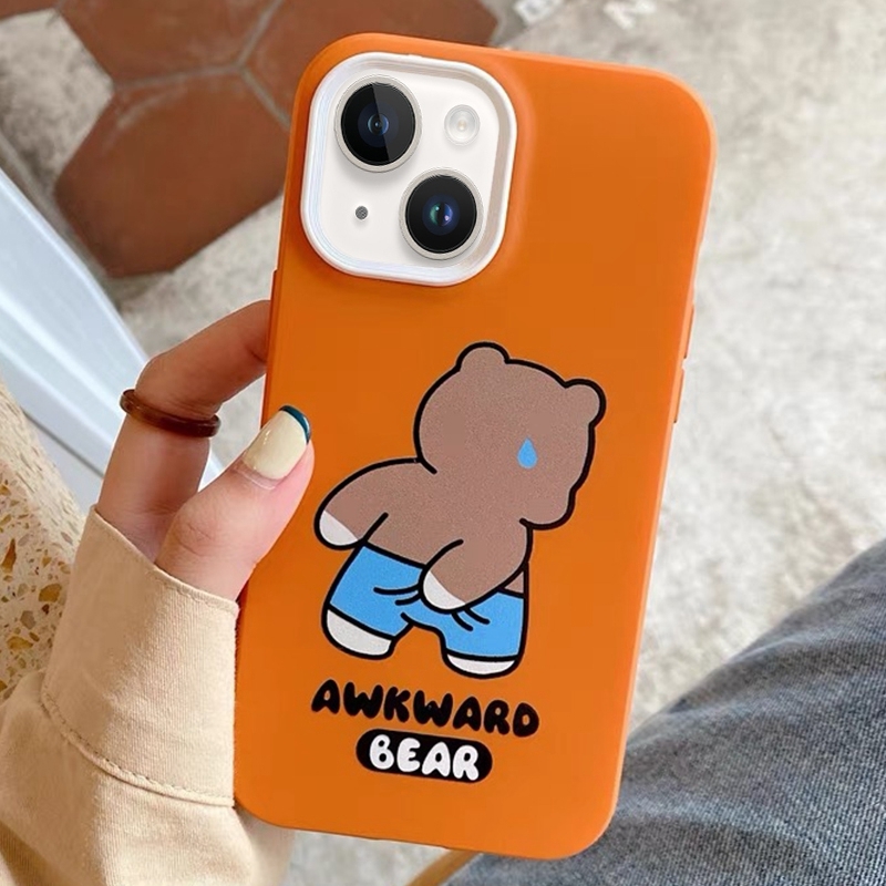 For iPhone 14 Plus Awkward Bear PC Hybrid TPU Phone Case(Orange) For iPhone 14 Plus Awkward Bear PC Hybrid TPU Phone Case(Orange)