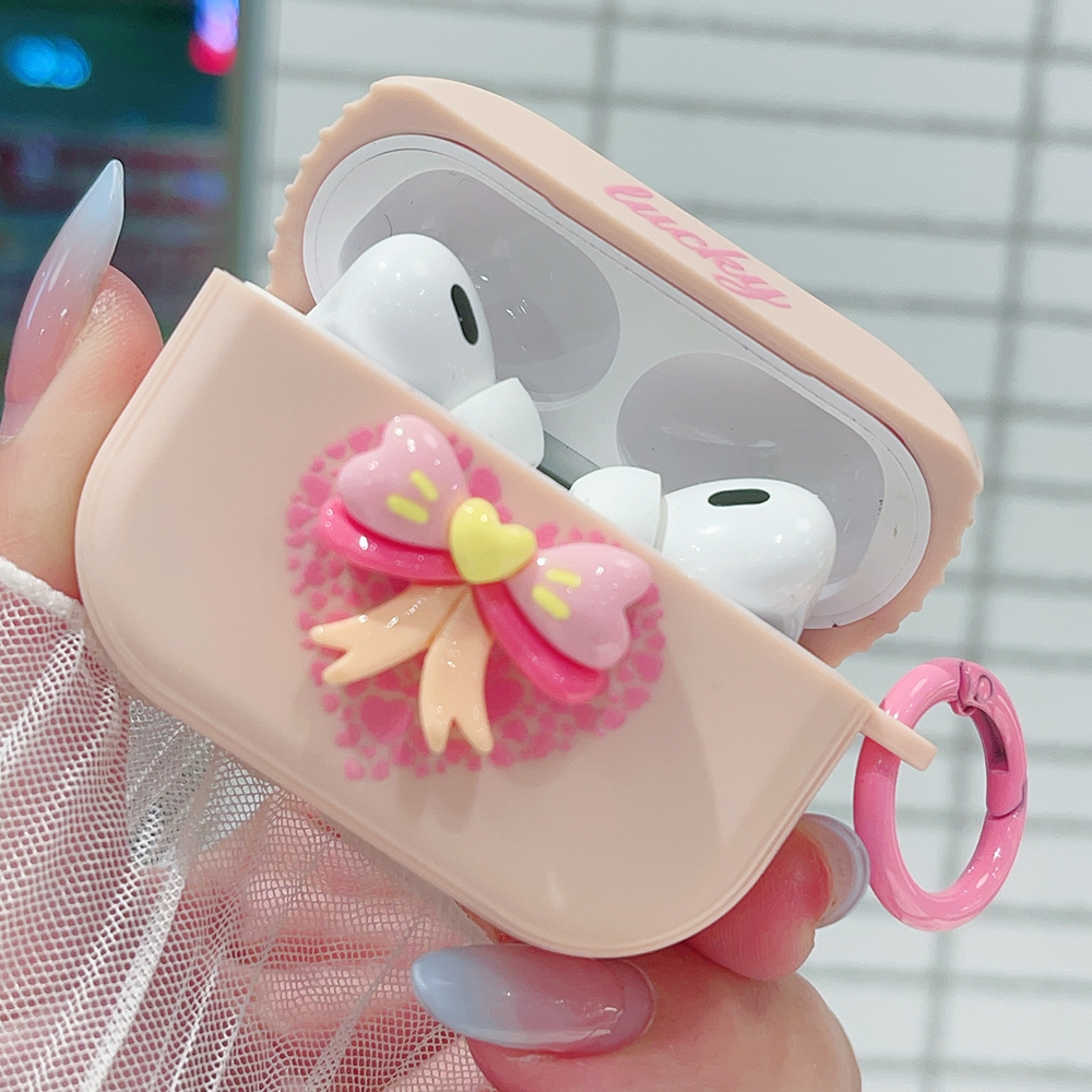 For AirPods Pro 2 3D Love Bowknot Bluetooth Earphone Protective Case(Pink) For AirPods Pro 2 3D Love Bowknot Bluetooth Earphone Protective Case(Pink)