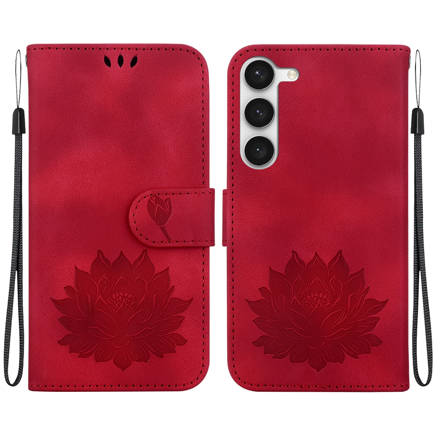 For Samsung Galaxy S23+ 5G Lotus Embossed Leather Phone Case(Red) For Samsung Galaxy S23+ 5G Lotus Embossed Leather Phone Case(Red)