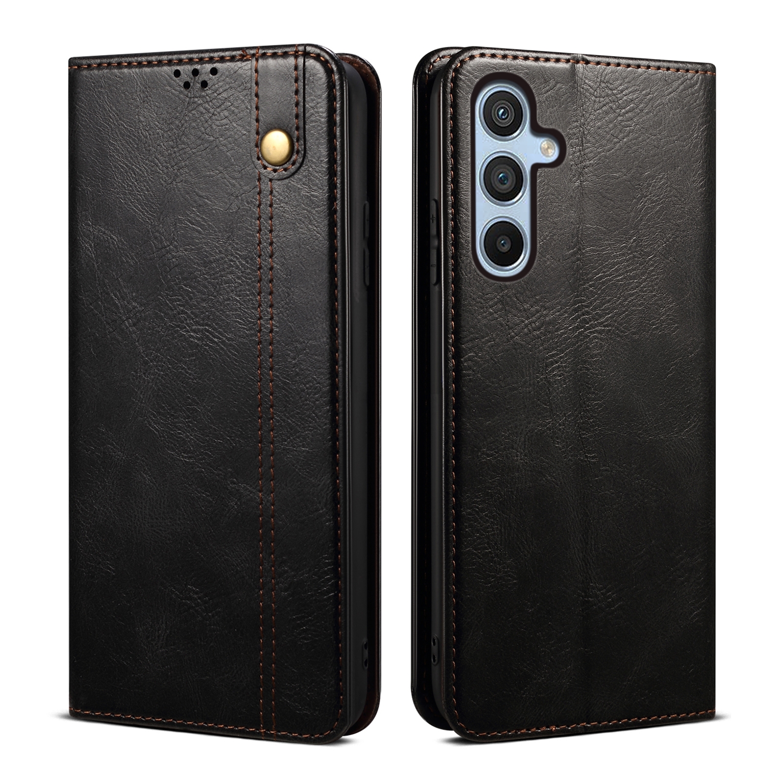 For Samsung Galaxy S25 5G Oil Wax Crazy Horse Texture Leather Phone Case(Black) For Samsung Galaxy S25 5G Oil Wax Crazy Horse Texture Leather Phone Case(Black)