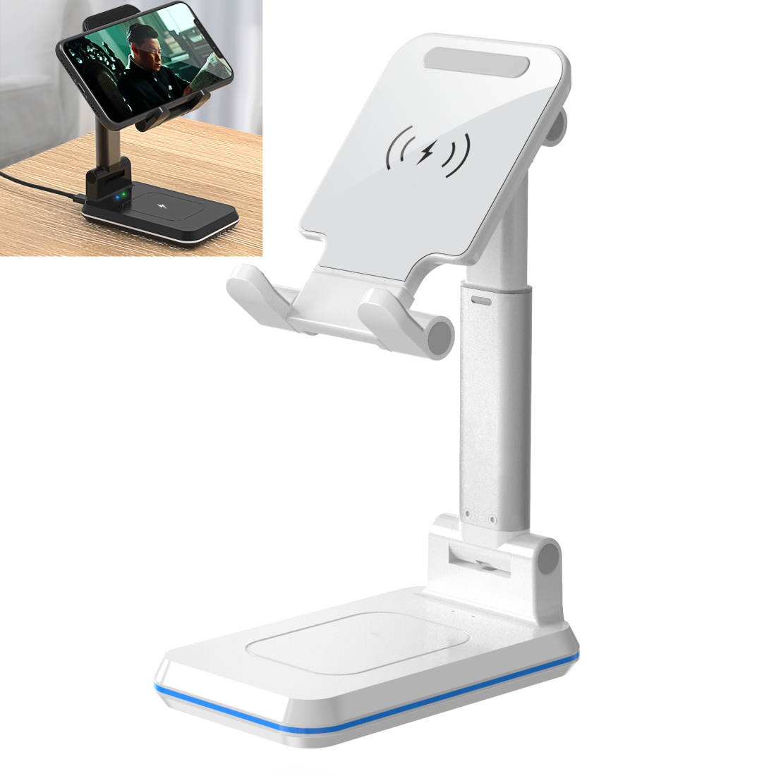 T6 2 in 1 Portable Folding Stand Wireless Charging, Style:Single Charge(White) T6 2 in 1 Portable Folding Stand Wireless Charging, Style:Single Charge(White)