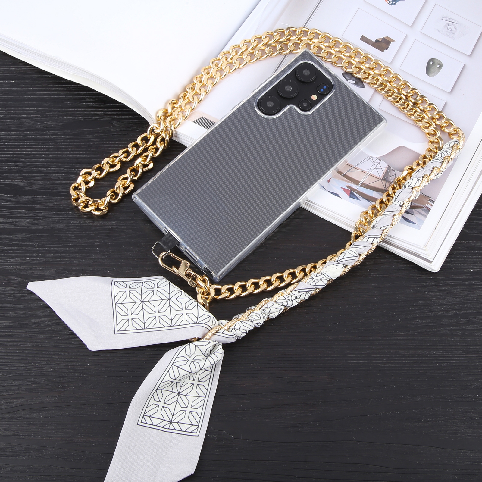 Mobile Phone Anti-lost Silk Scarf Half Pack Long Lanyard(Grey) Mobile Phone Anti-lost Silk Scarf Half Pack Long Lanyard(Grey)