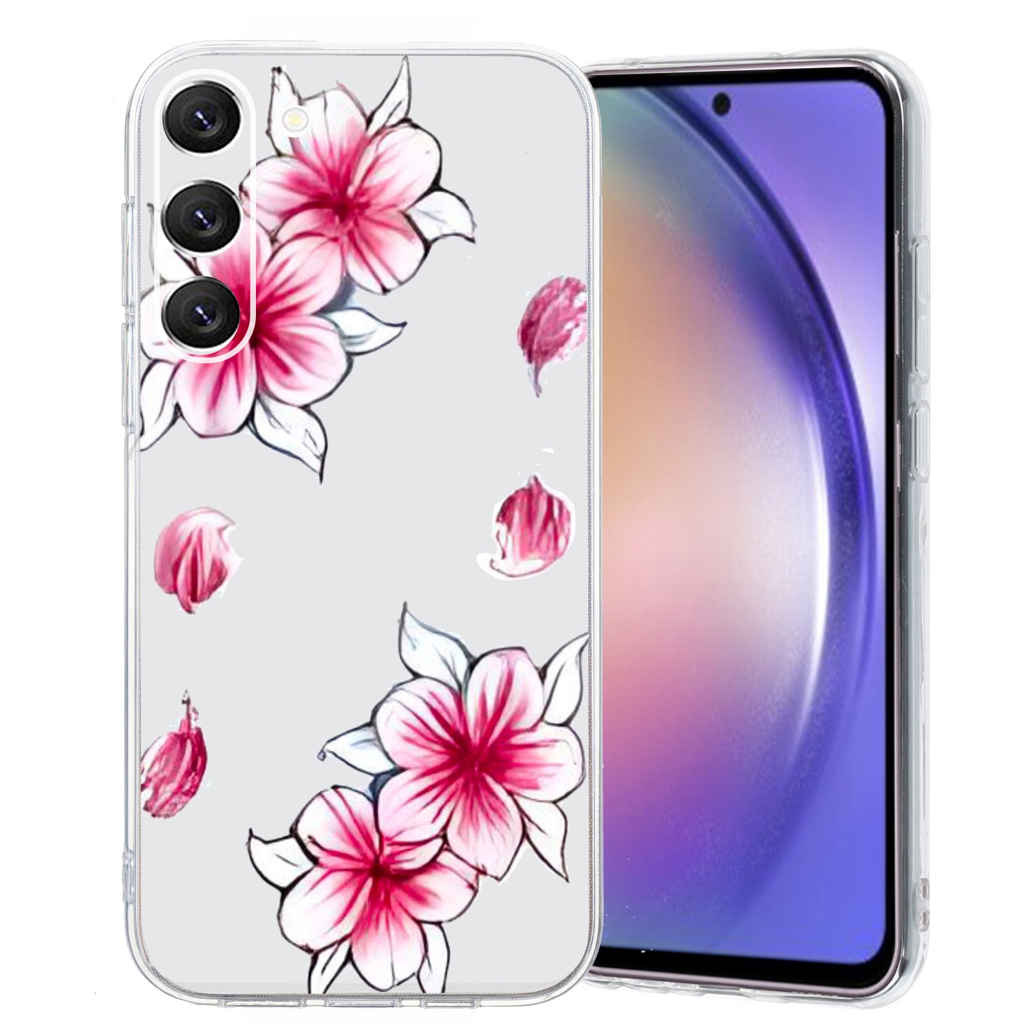 For Samsung Galaxy S23 5G Colored Drawing Pattern Transparent TPU Phone Case(Sakura) For Samsung Galaxy S23 5G Colored Drawing Pattern Transparent TPU Phone Case(Sakura)