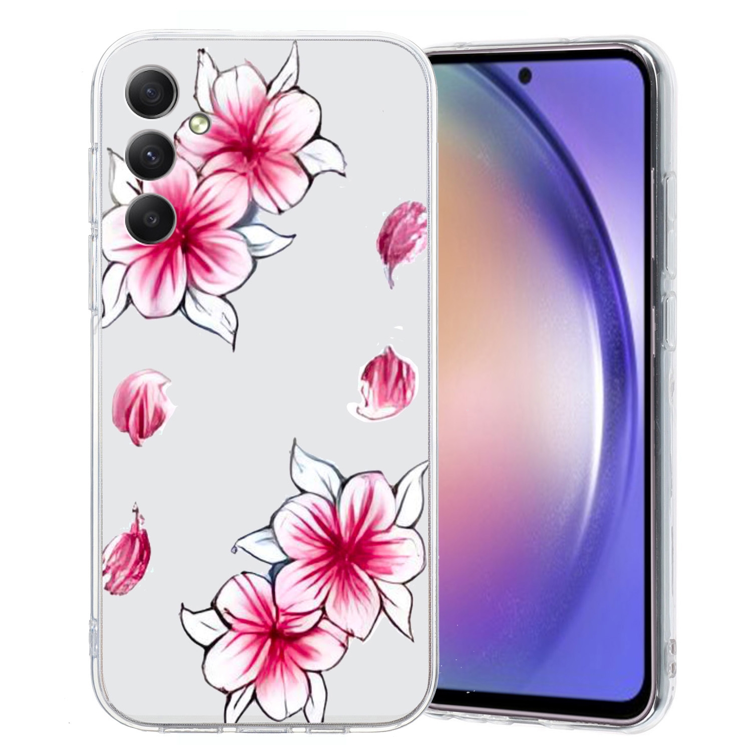 For Samsung Galaxy S24 FE 5G Colored Drawing Pattern Transparent TPU Phone Case(Sakura) For Samsung Galaxy S24 FE 5G Colored Drawing Pattern Transparent TPU Phone Case(Sakura)