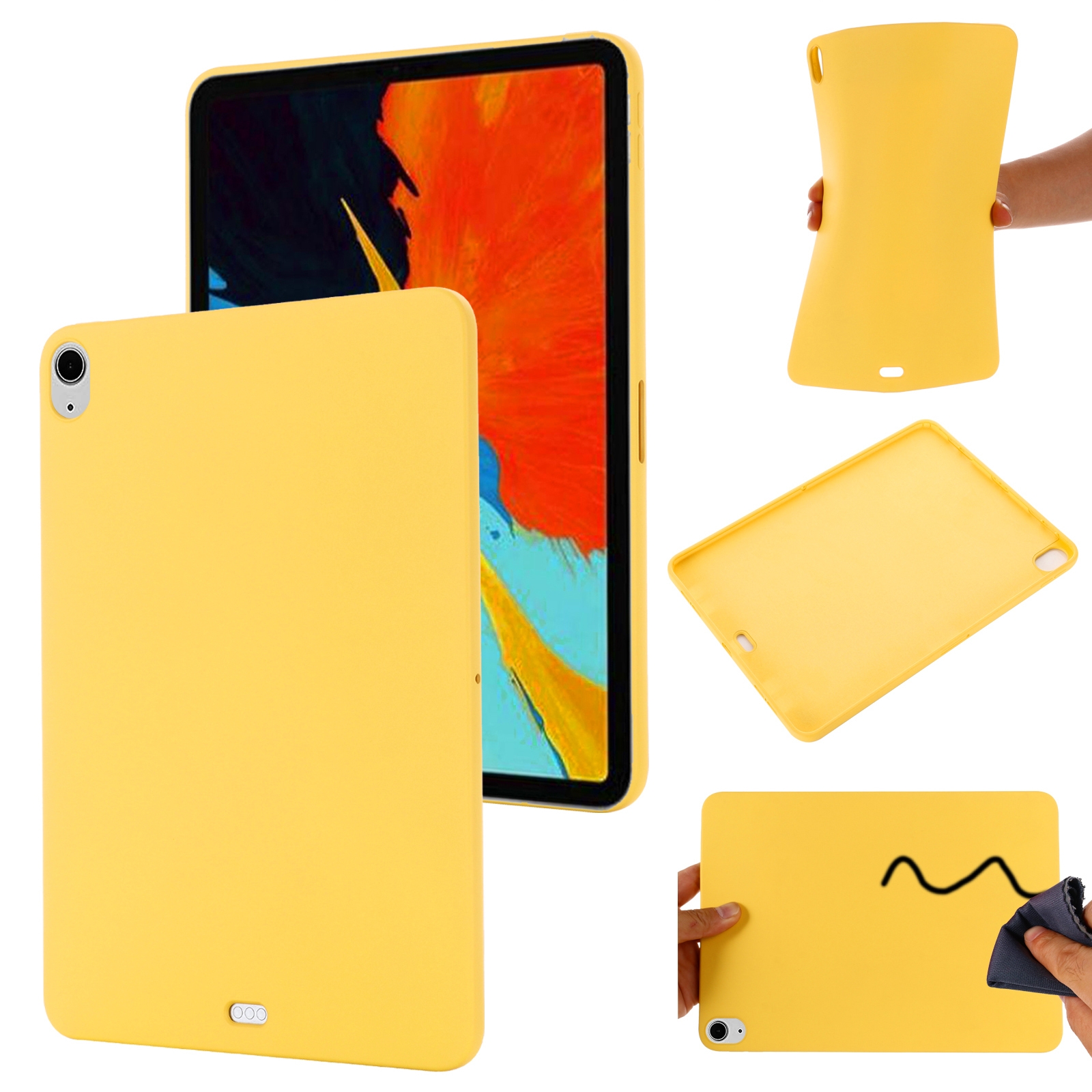 For iPad Air 13 2024 Pure Color Liquid Silicone Shockproof Tablet Case(Yellow) For iPad Air 13 2024 Pure Color Liquid Silicone Shockproof Tablet Case(Yellow)