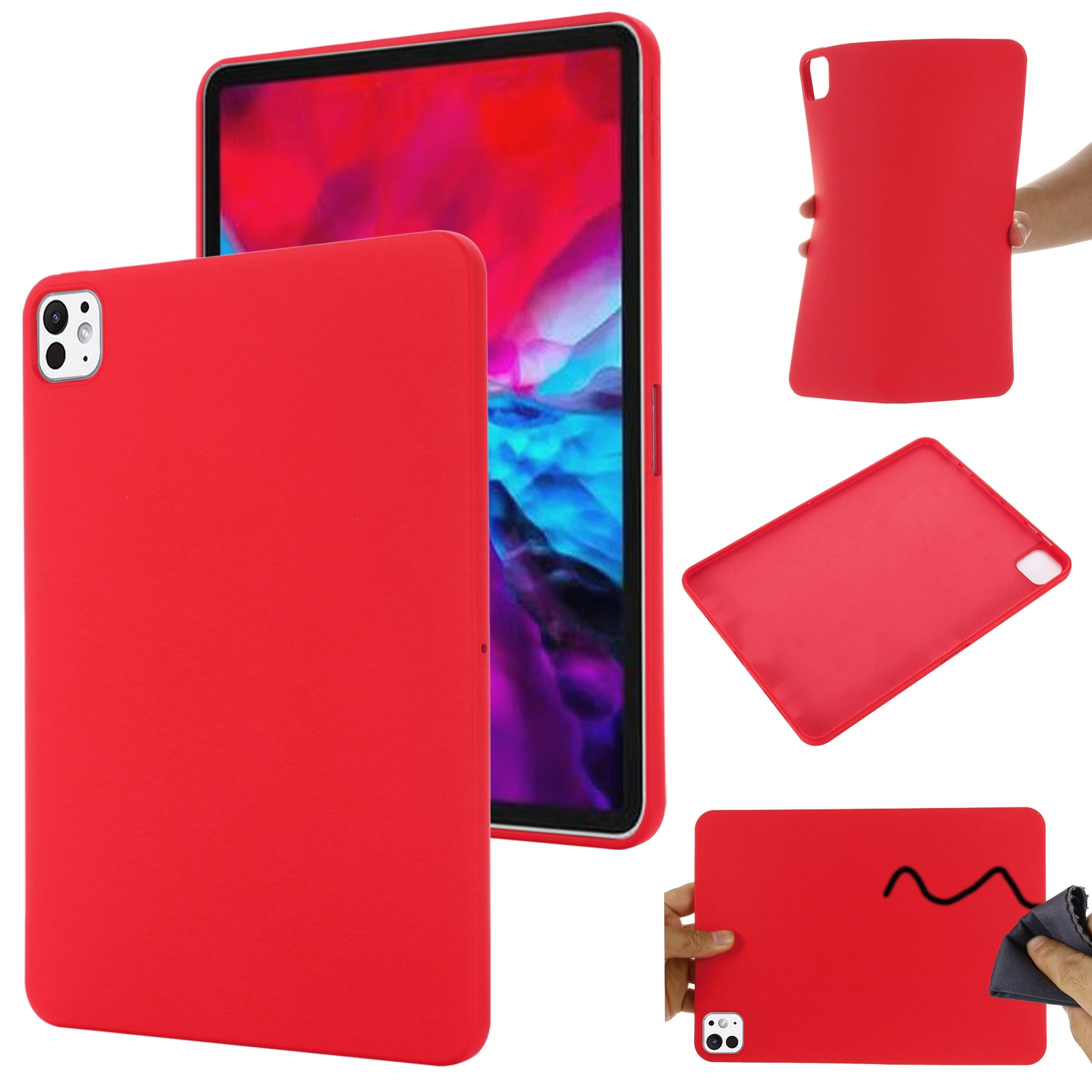 For iPad Pro 11 2024 Pure Color Liquid Silicone Shockproof Tablet Case(Red) For iPad Pro 11 2024 Pure Color Liquid Silicone Shockproof Tablet Case(Red)