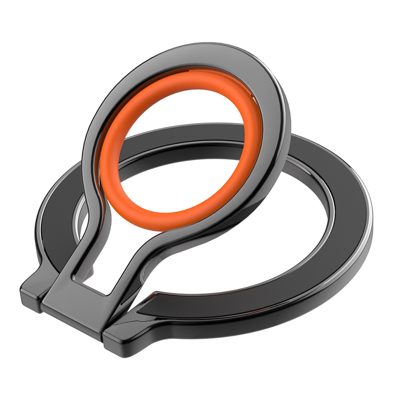 360 Rotations MagSafe Magnetic Finger Ring with Phone Holder(Black + Orange) 360 Rotations MagSafe Magnetic Finger Ring with Phone Holder(Black + Orange)