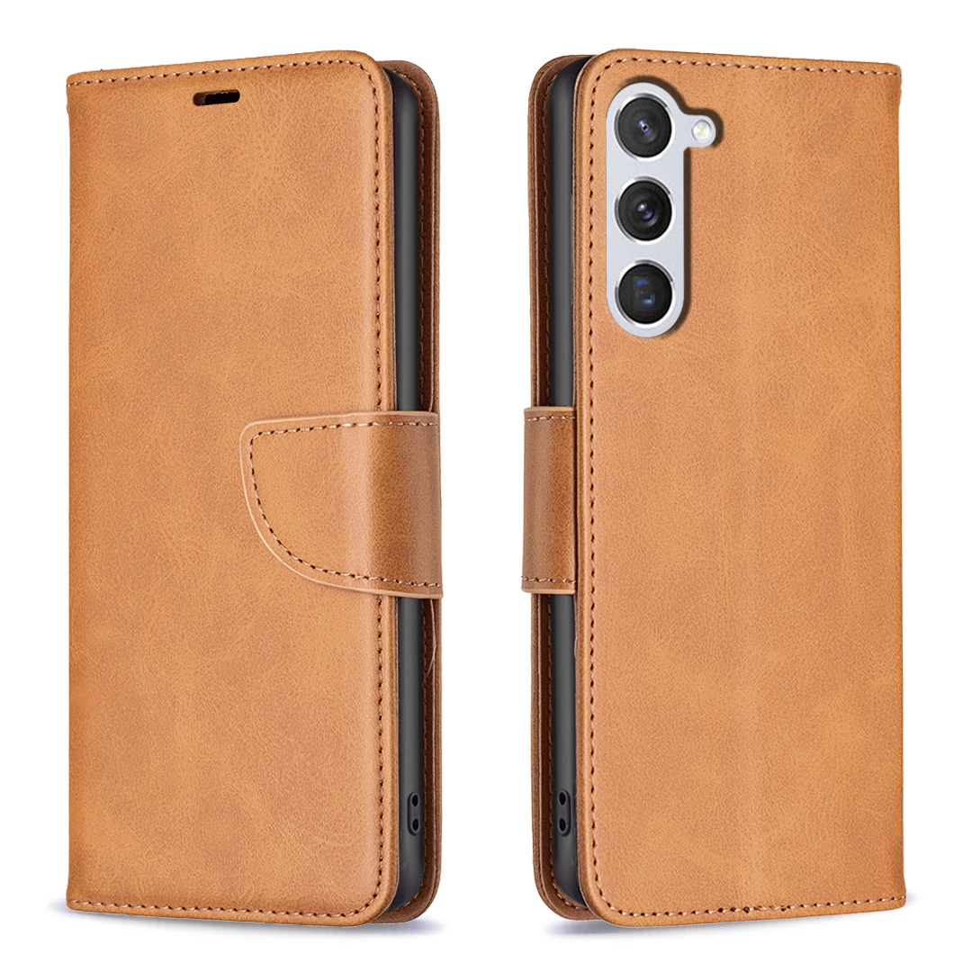 For Samsung Galaxy S25 5G Lambskin Texture Pure Color Flip Leather Phone Case(Yellow)