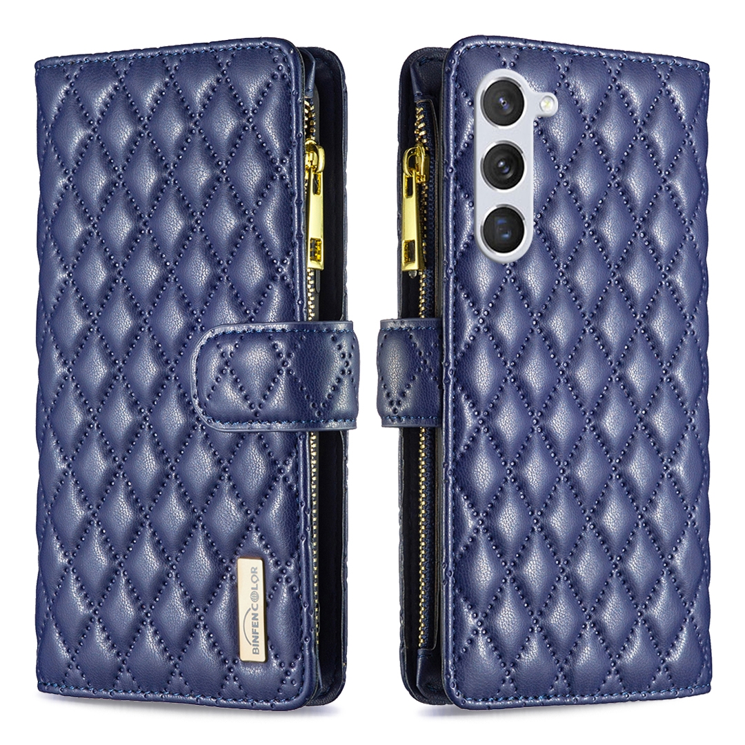 For Samsung Galaxy S25 5G Diamond Lattice Zipper Wallet Leather Flip Phone Case(Blue) For Samsung Galaxy S25 5G Diamond Lattice Zipper Wallet Leather Flip Phone Case(Blue)