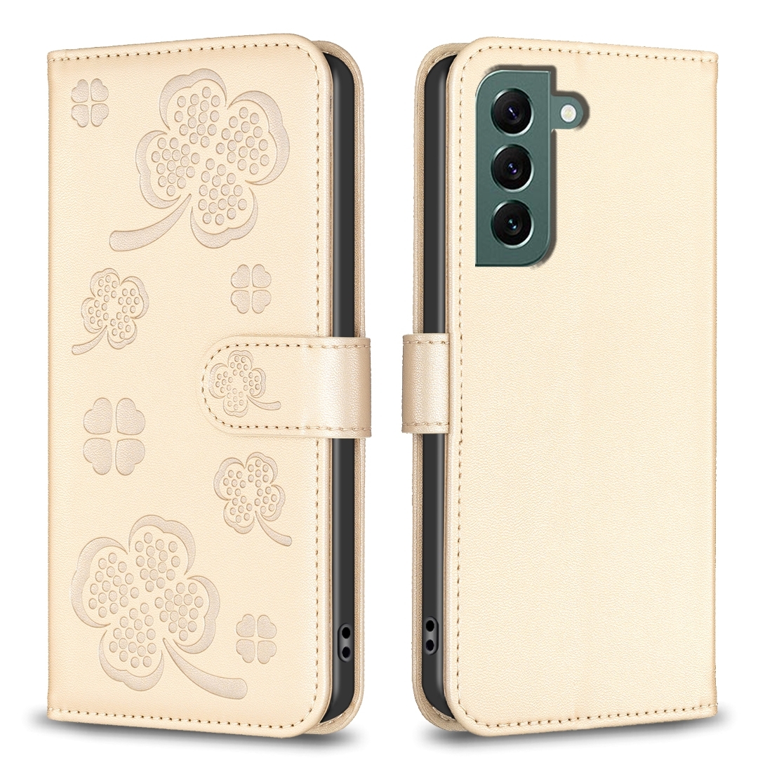 For Samsung Galaxy S24 FE 5G Four-leaf Embossed Leather Phone Case(Gold) For Samsung Galaxy S24 FE 5G Four-leaf Embossed Leather Phone Case(Gold)