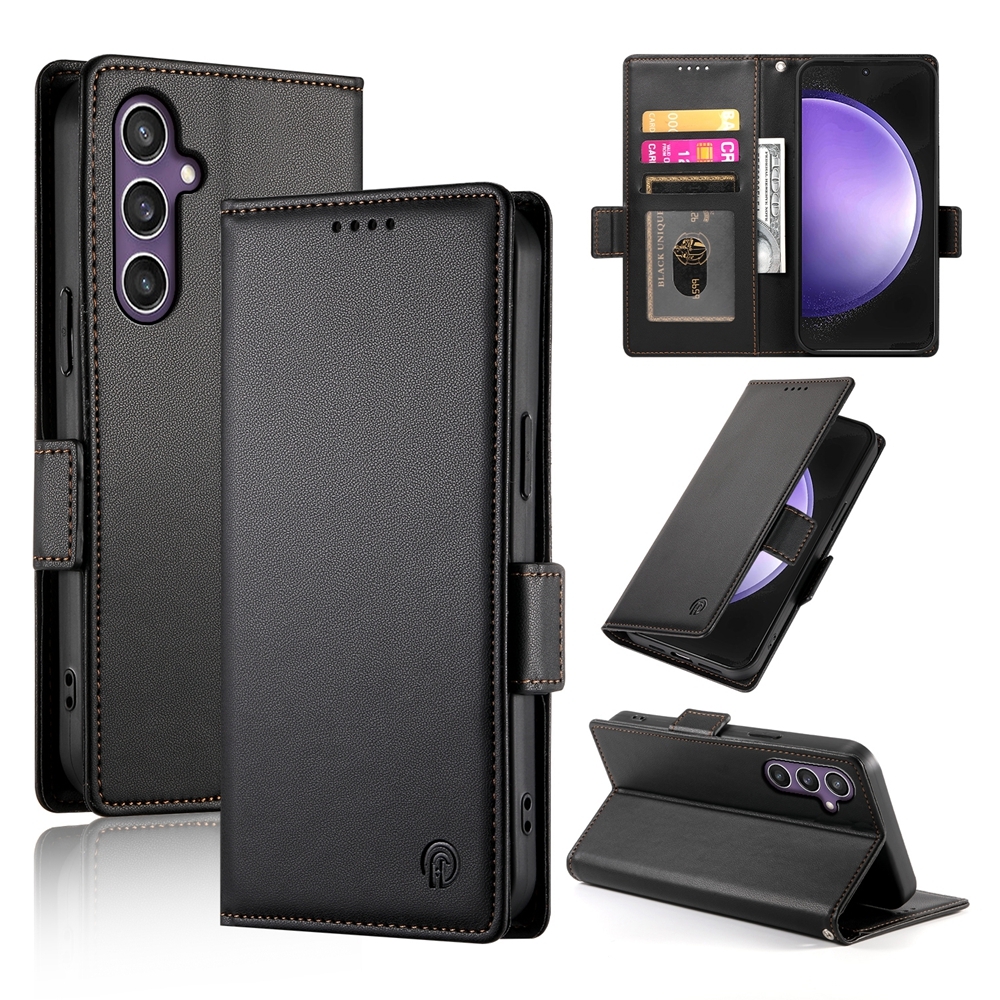 For Samsung Galaxy S23 FE 5G Side Buckle Magnetic Frosted Leather Phone Case(Black) For Samsung Galaxy S23 FE 5G Side Buckle Magnetic Frosted Leather Phone Case(Black)