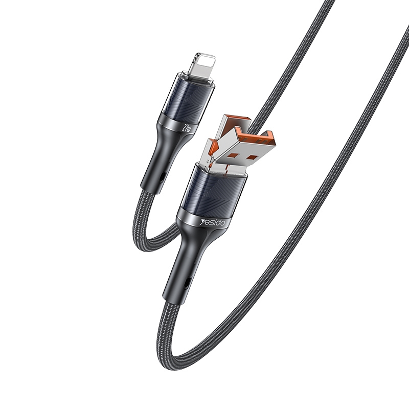 Yesido CA165L 27W USB + USB-C / Type-C to 8 Pin 2 in 1 Fast Charging Data Cable, Length:1.2m(Black) Yesido CA165L 27W USB + USB-C / Type-C to 8 Pin 2 in 1 Fast Charging Data Cable, Length:1.2m(Black)