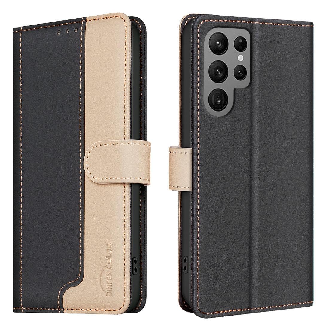 For Samsung Galaxy S24 Ultra 5G Color Matching RFID Anti-theft Leather Phone Case(Black) For Samsung Galaxy S24 Ultra 5G Color Matching RFID Anti-theft Leather Phone Case(Black)