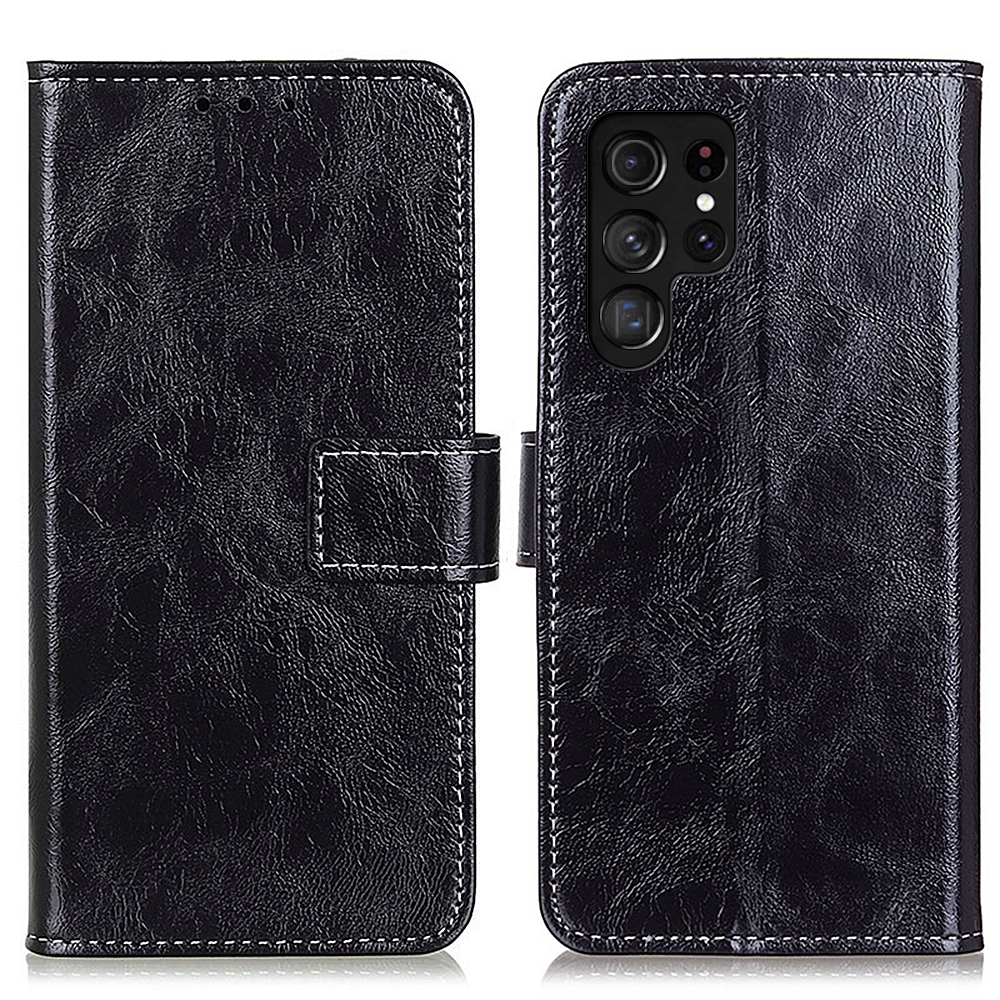 For Samsung Galaxy S25 Ultra 5G Retro Crazy Horse Texture Leather Phone Case(Black) For Samsung Galaxy S25 Ultra 5G Retro Crazy Horse Texture Leather Phone Case(Black)