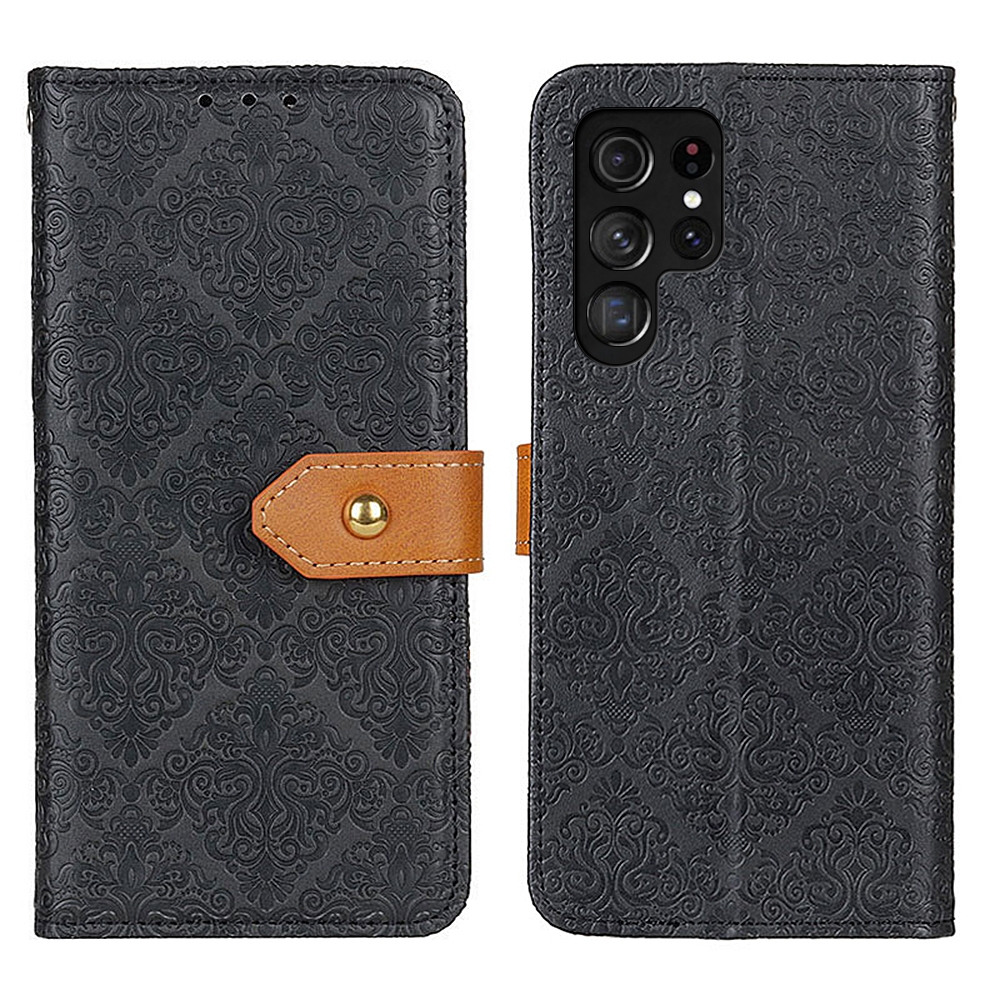 For Samsung Galaxy S25 Ultra 5G European Floral Embossed Leather Phone Case(Black) For Samsung Galaxy S25 Ultra 5G European Floral Embossed Leather Phone Case(Black)