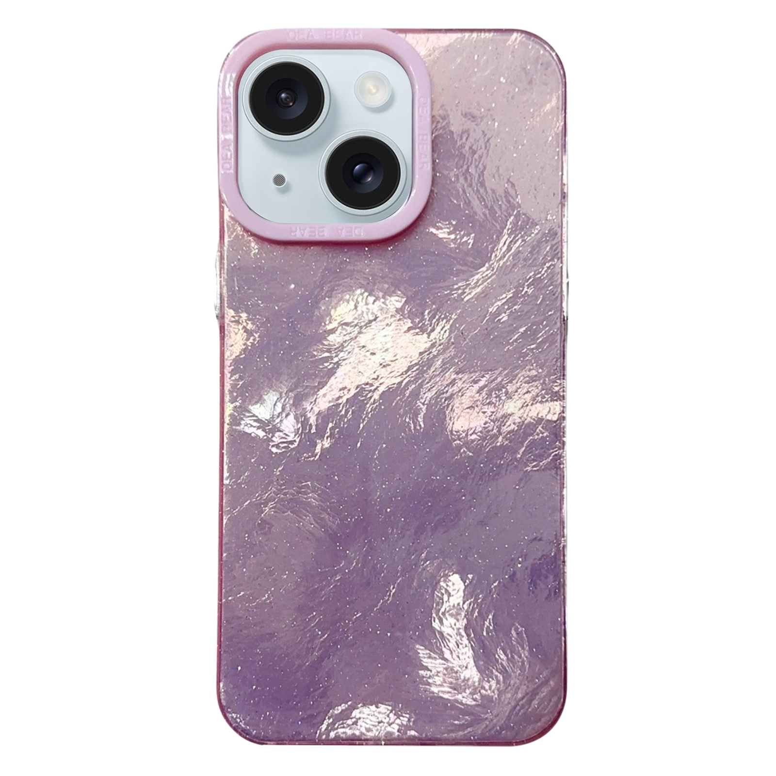 For iPhone 14 Tinfoil Texture Colorful Lens Frame IMD Acrylic Phone Case(Pink) For iPhone 14 Tinfoil Texture Colorful Lens Frame IMD Acrylic Phone Case(Pink)