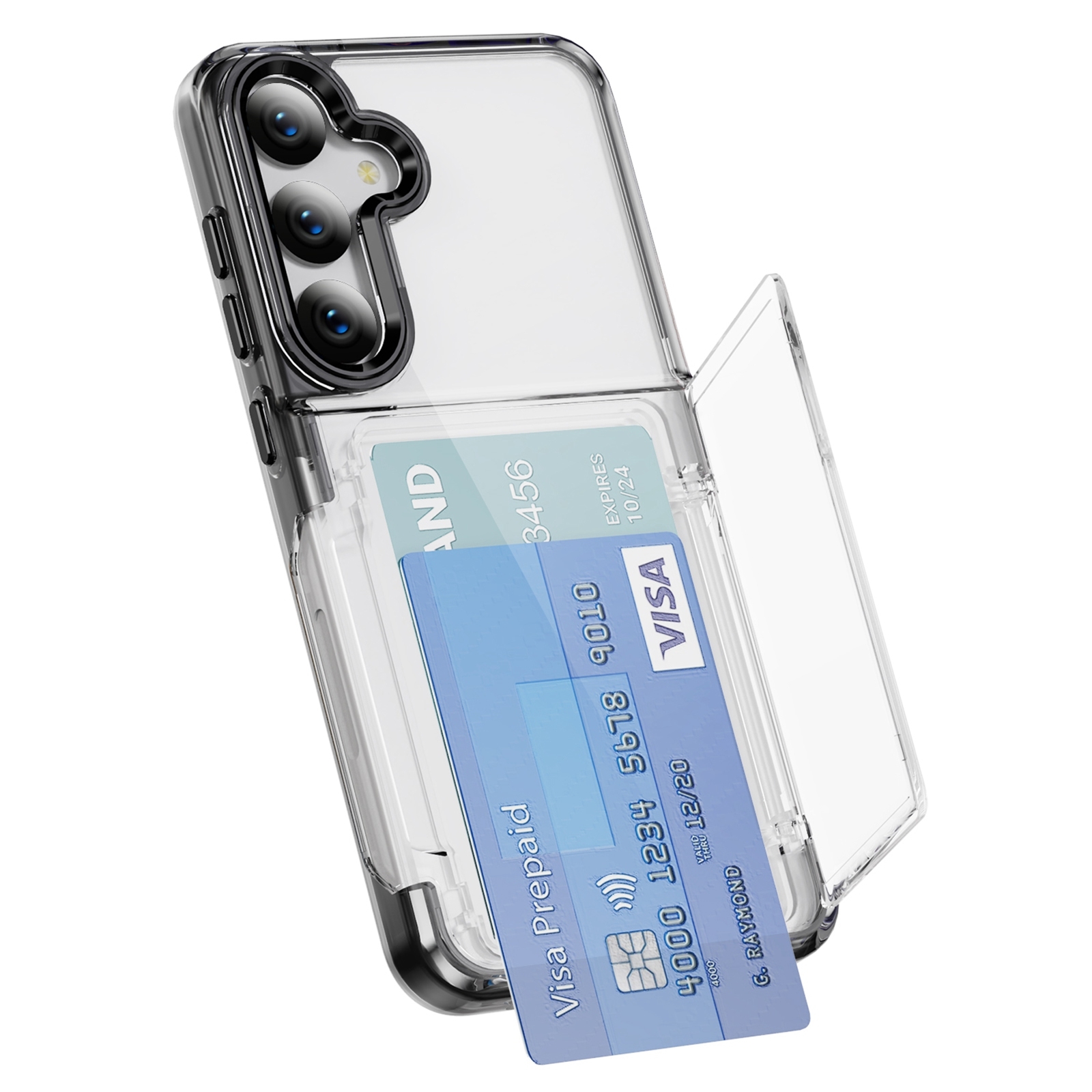 For Samsung Galaxy S23 FE 5G Card Holder Acrylic Hybrid TPU Phone Case(Transparent Black) For Samsung Galaxy S23 FE 5G Card Holder Acrylic Hybrid TPU Phone Case(Transparent Black)