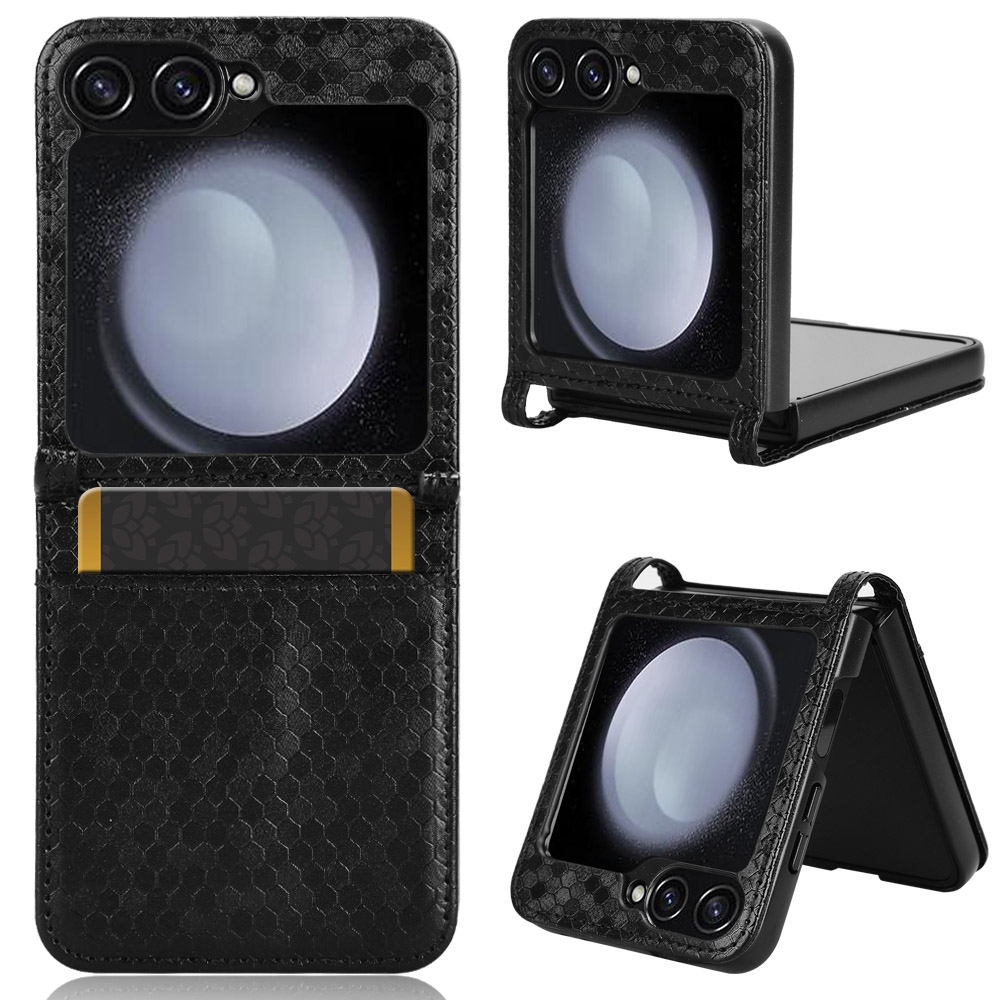 For Samsung Galaxy Z Flip6 5G Honeycomb Dot Texture Leather Phone Case(Black) For Samsung Galaxy Z Flip6 5G Honeycomb Dot Texture Leather Phone Case(Black)