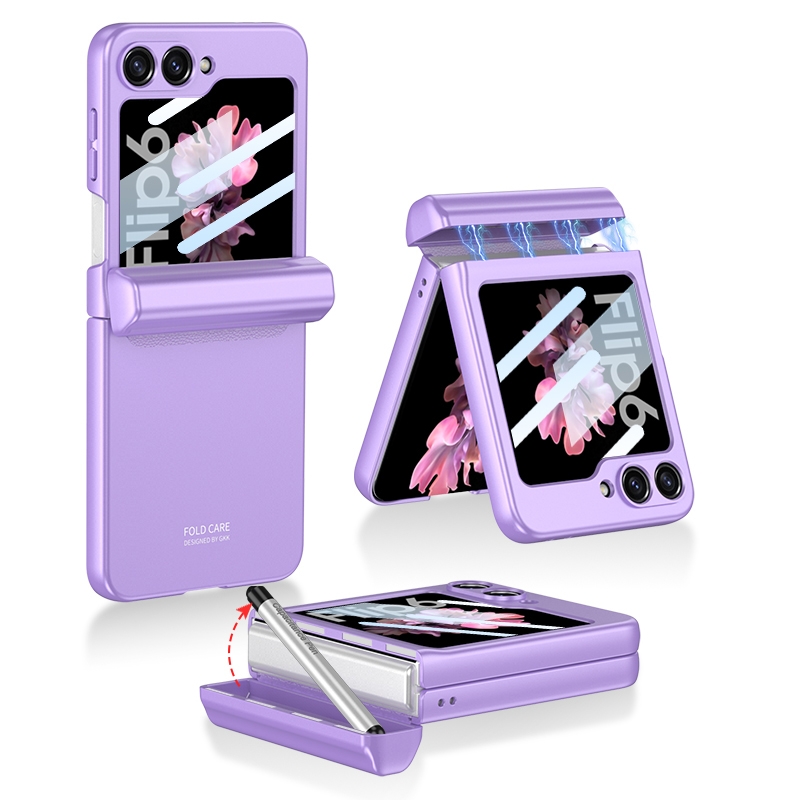 For Samsung Galaxy Z Flip6 GKK Integrated Magnetic Full Coverage Flip Phone Case with Pen Box+Pen(Purple) For Samsung Galaxy Z Flip6 GKK Integrated Magnetic Full Coverage Flip Phone Case with Pen Box+Pen(Purple)