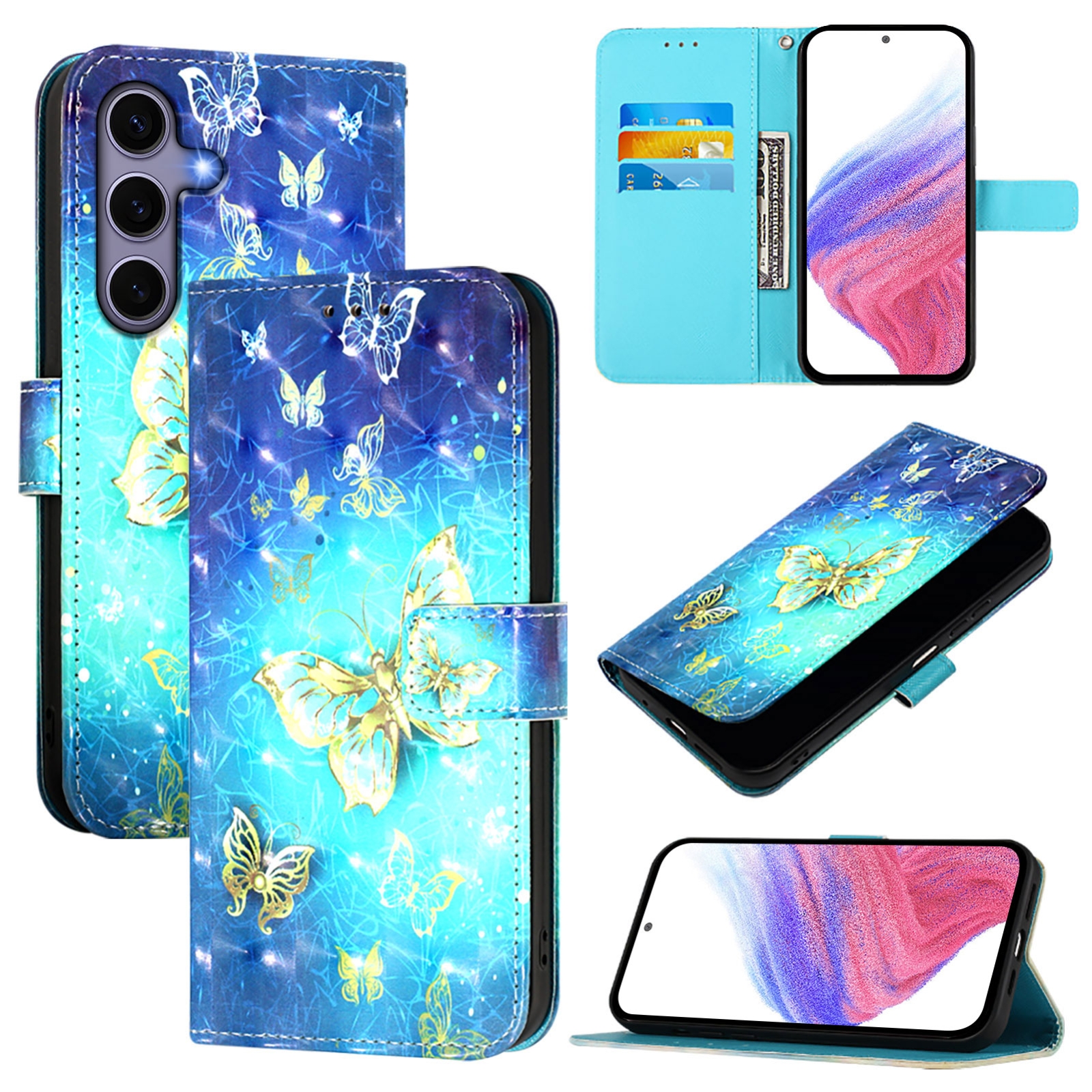 For Samsung Galaxy S25 5G 3D Painting Horizontal Flip Leather Phone Case(Golden Butterfly) For Samsung Galaxy S25 5G 3D Painting Horizontal Flip Leather Phone Case(Golden Butterfly)