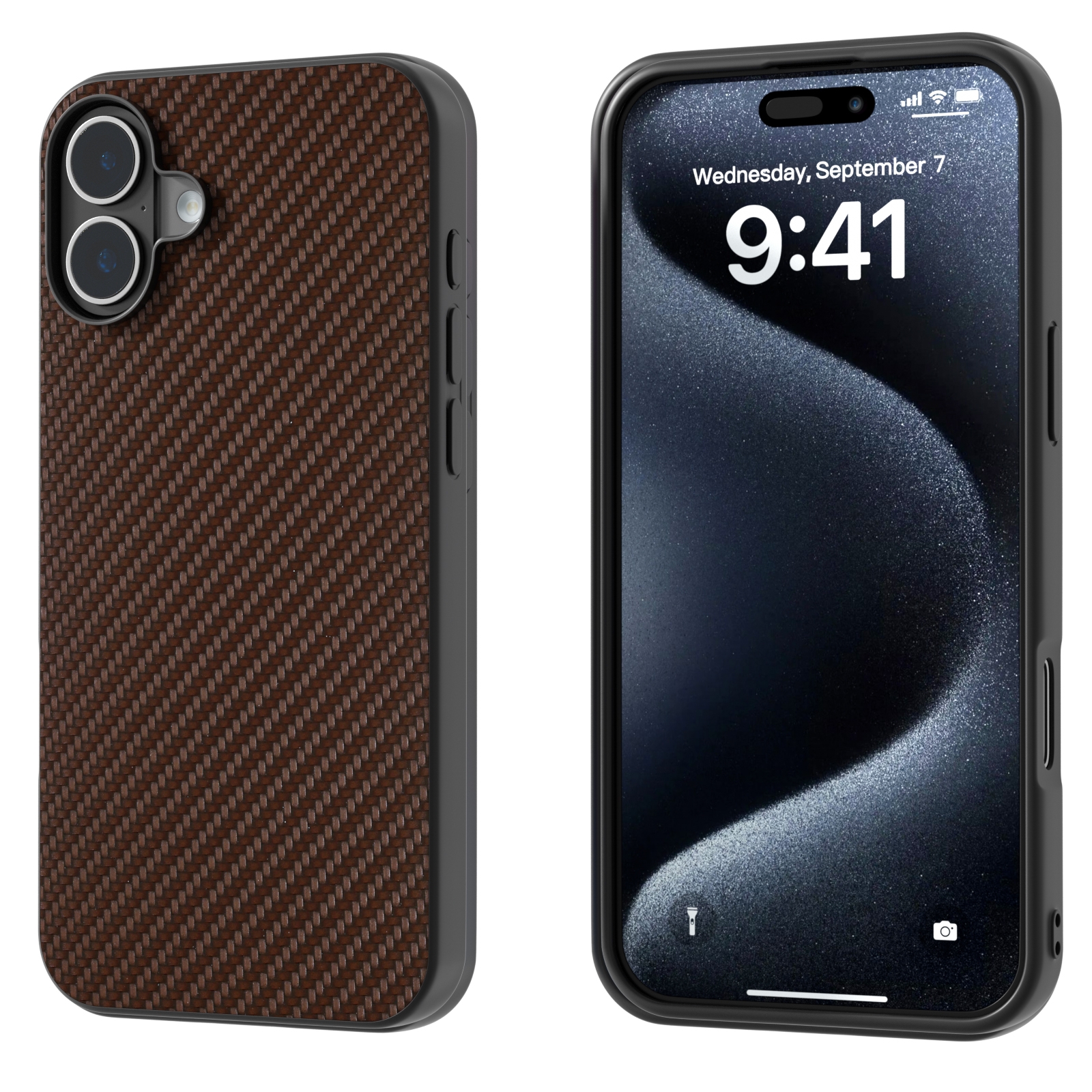 For iPhone 16 Carbon Fiber Texture Protective Phone Case(Dark Brown) For iPhone 16 Carbon Fiber Texture Protective Phone Case(Dark Brown)