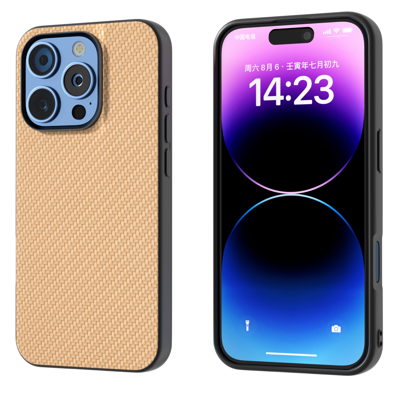 For iPhone 16 Pro Carbon Fiber Texture Protective Phone Case(Gold) For iPhone 16 Pro Carbon Fiber Texture Protective Phone Case(Gold)