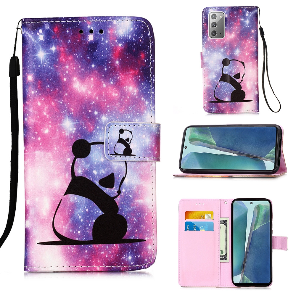 For Samsung Galaxy Note20 Colored Drawing Pattern Plain Weave Horizontal Flip Leather Case with Holder & Card Slot & Wallet & Lanyard(Baby Panda) For Samsung Galaxy Note20 Colored Drawing Pattern Plain Weave Horizontal Flip Leather Case with Holder & Card Slot & Wallet & Lanyard(Baby Panda)