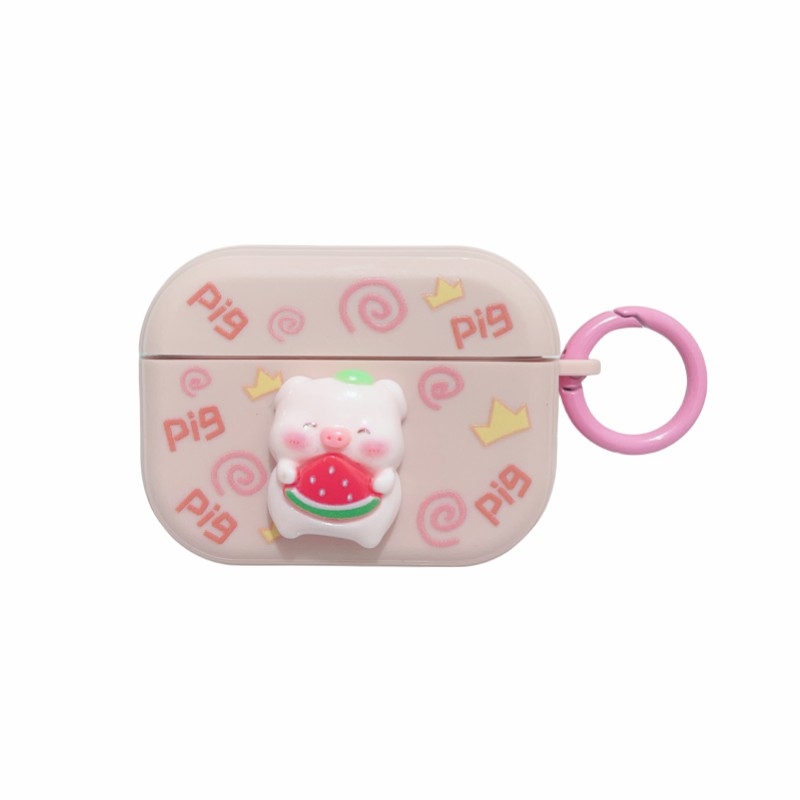 For AirPods Pro 2 Fresh 3D Piglet Pattern Earbuds Box PC Case
