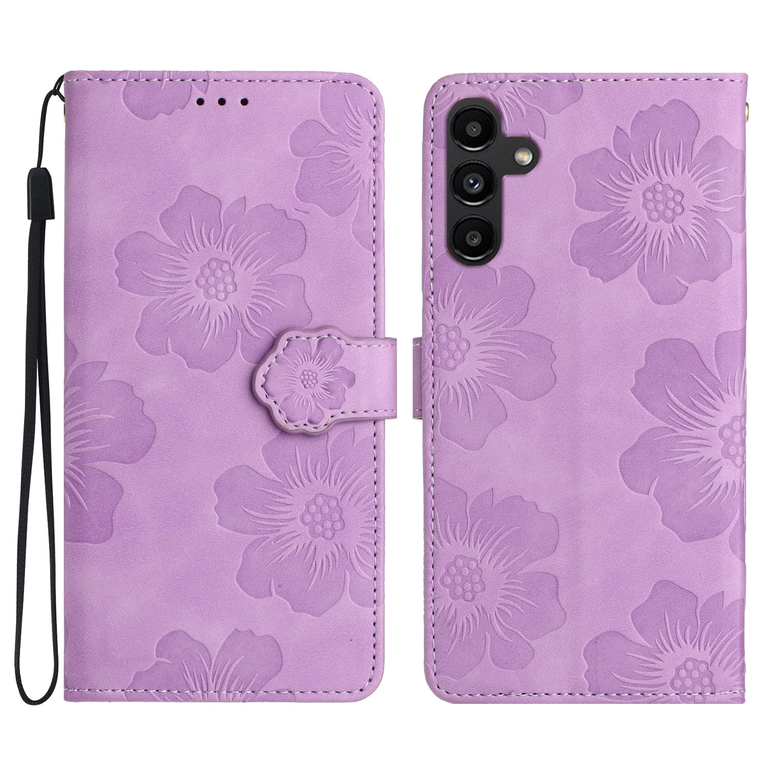For Samsung Galaxy S25+ 5G Flower Embossing Pattern Leather Phone Case(Purple) For Samsung Galaxy S25+ 5G Flower Embossing Pattern Leather Phone Case(Purple)