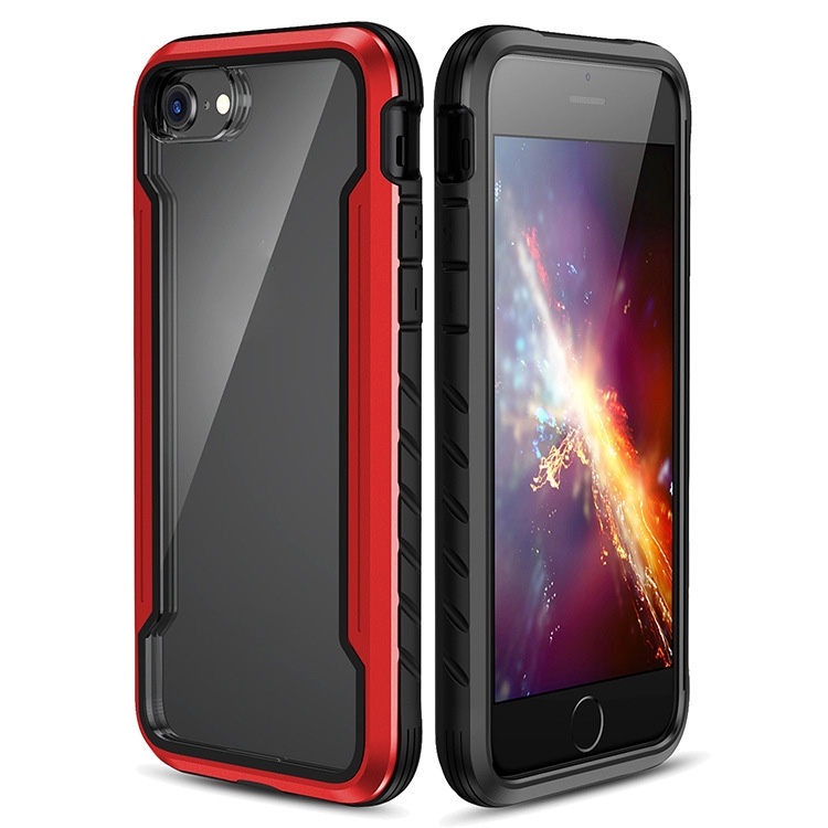 For iPhone SE 2022 / SE 2020 / 8 / 7 Blade Metal Clear PC + TPU Shocproof Protective Case(Red) For iPhone SE 2022 / SE 2020 / 8 / 7 Blade Metal Clear PC + TPU Shocproof Protective Case(Red)